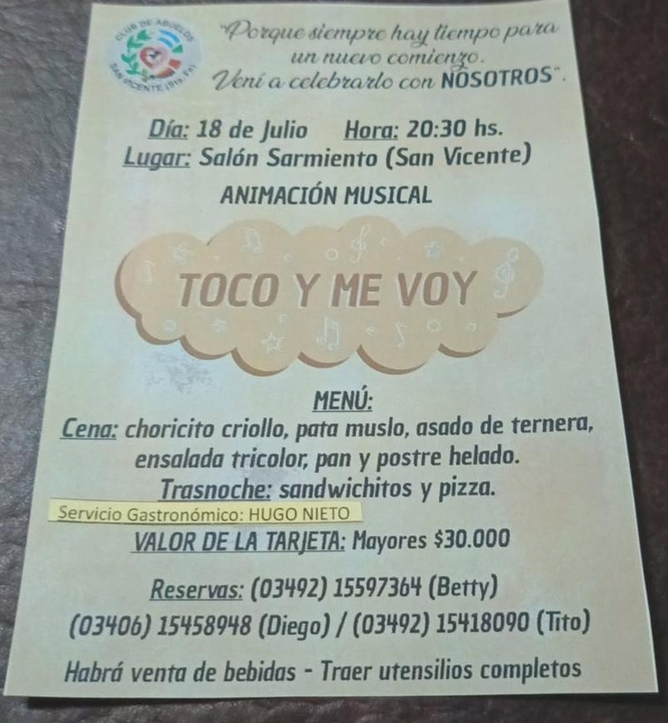 1° CENA Y BAILE DEL NUEVO CLUB DE LOS ABUELOS DE SAN VICENTE