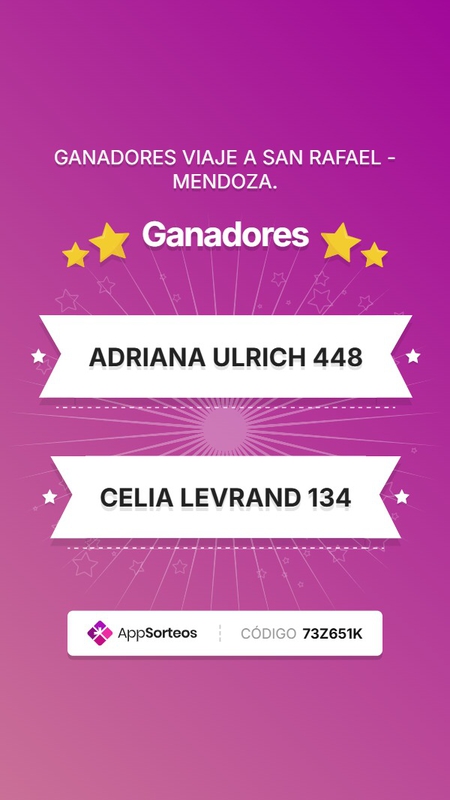 GANADORES DE 2 VIAJES A SAN RAFAEL Y SAN LUIS