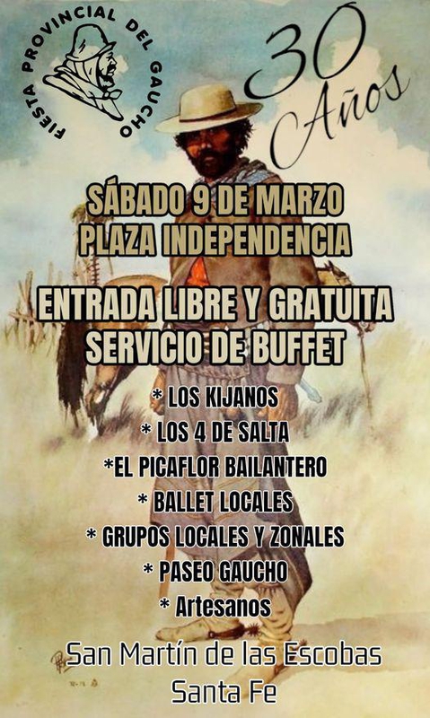 HAY FIESTA PROVINCIAL DEL GAUCHO EN SAN MARTIN DE LAS ESCOBAS