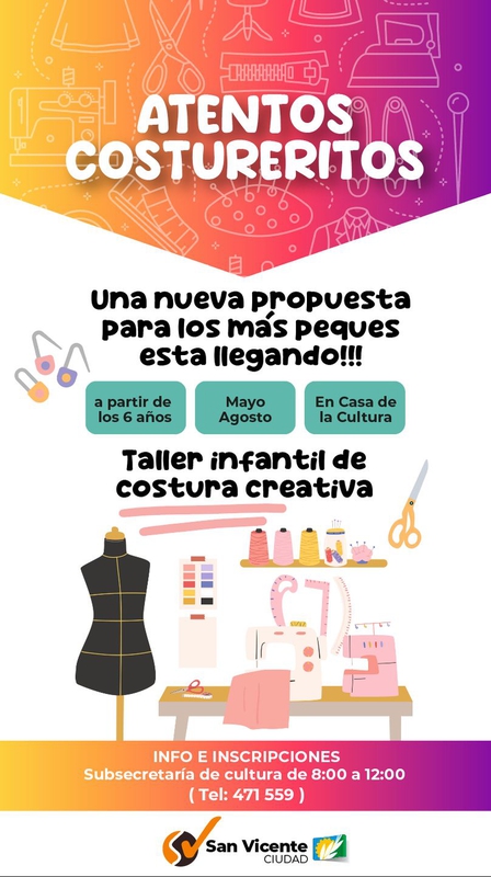 NUEVO TALLER INFANTIL DE COSTURA CREATIVA EN SAN VICENTE
