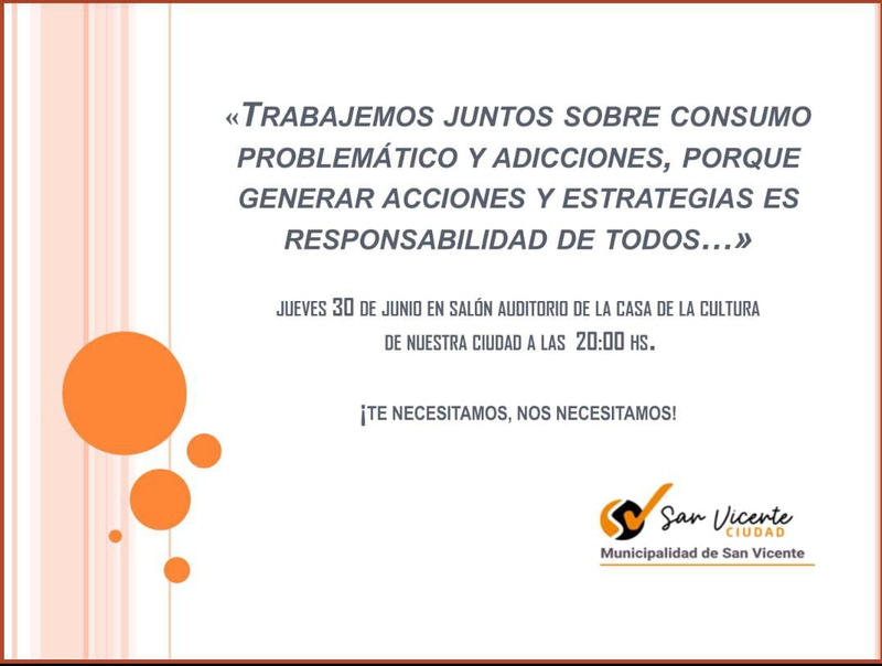 CHARLA ABIERTA SOBRE ADICCIONES EN SAN VICENTE