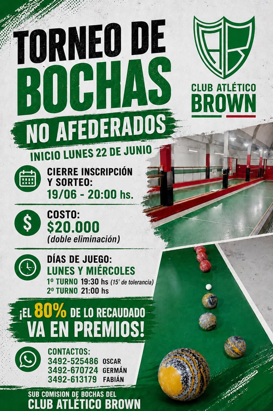 SE VIENE EL NUEVO TORNEO DE BOCHAS PARA NO FEDERADOS