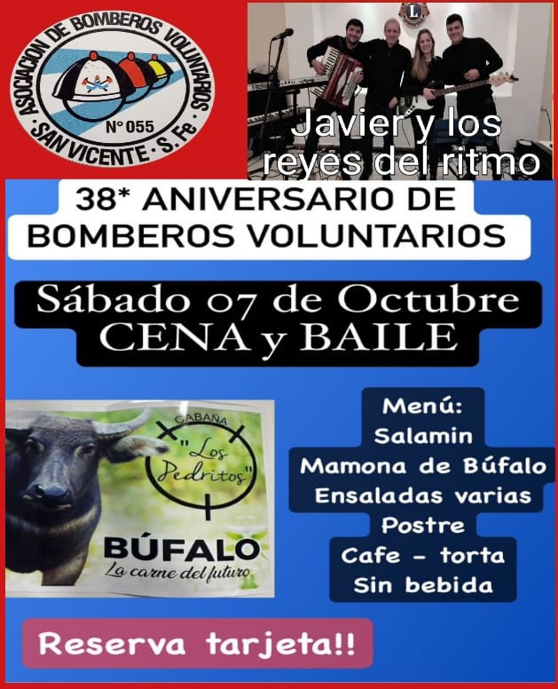 CENA Y BAILE DE BOMBEROS VOLUNTARIOS DE SAN VICENTE