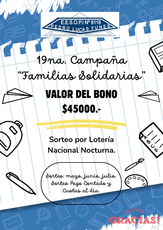 19° CAMPAÑA DE FAMILIAS SOLIDARIAS DE LA EESOPI Nº 8118