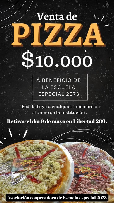 VENTA DE PRE-PIZZAS PARA LA ESCUELA ESPECIAL N° 2073