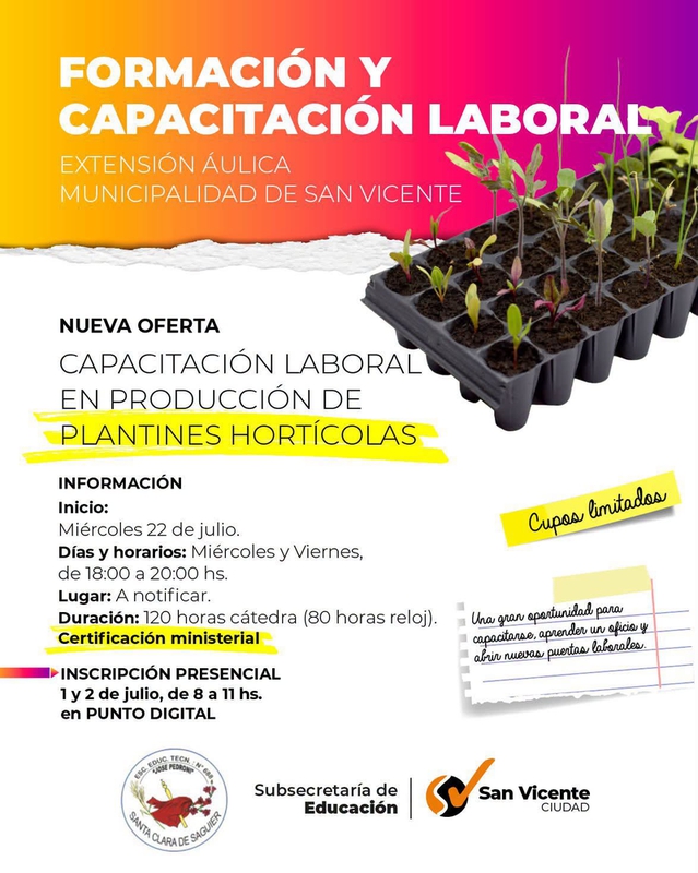 NUEVA OFERTA DE CAPACITACIÓN LABORAL EN SAN VICENTE