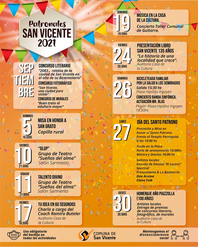 PROGRAMACIÓN DE LAS FIESTAS PATRONALES SAN VICENTE 2021.