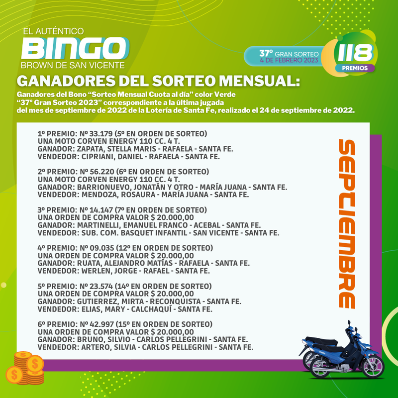 Ganador del Sorteo Semanal del Auténtico Bingo Brown de San Vicente.