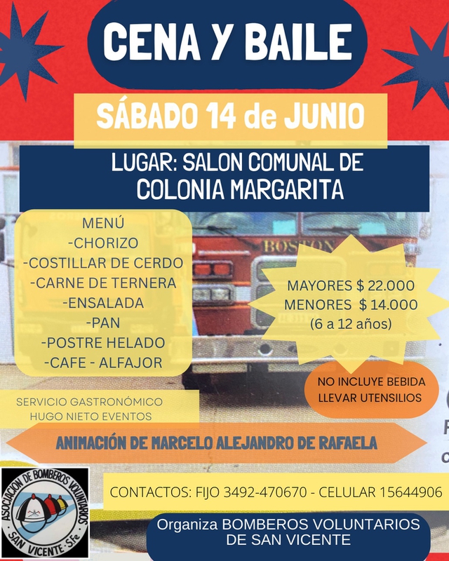 CENA Y BAILE DE BOMBEROS VOLUNTARIOS DE SAN VICENTE