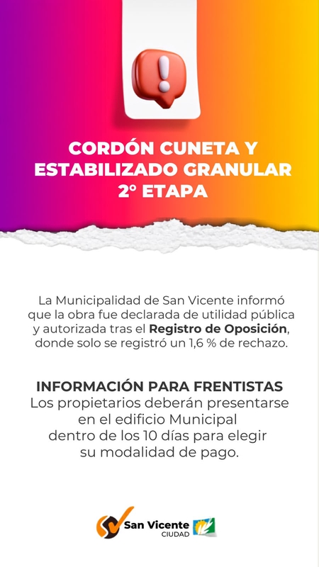 CORDÓN CUNETA Y ESTABILIZADO GRANULAR EN SAN VICENTE