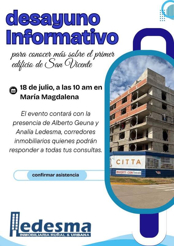 DESAYUNO INFORMATIVO SOBRE EL NUEVO EDIFICIO EN SAN VICENTE.