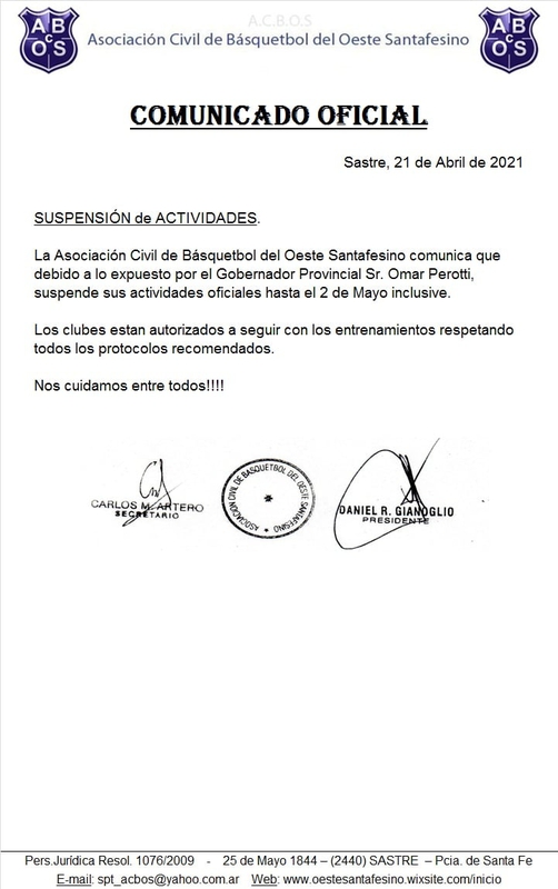 ACBOS: BASQUET SUSPENDIDO