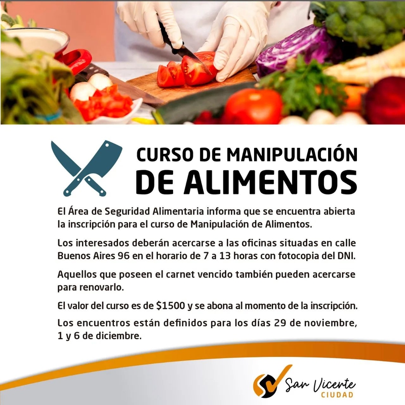 CURSO DE MANIPULACIÓN DE ALIMENTOS