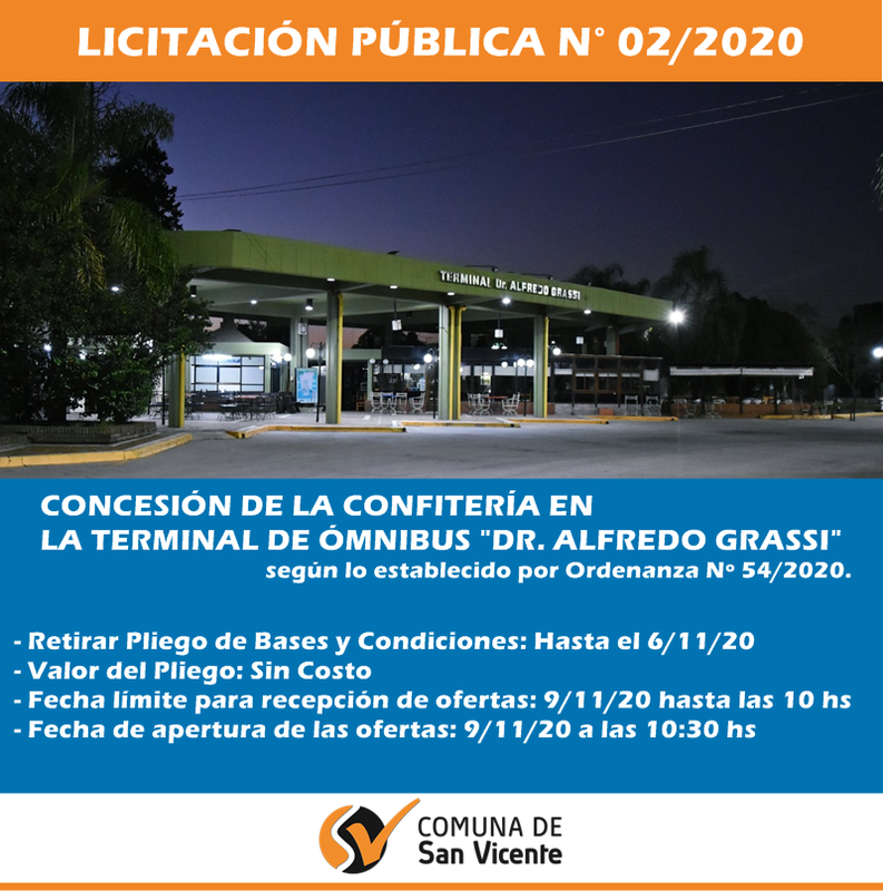 Terminal de Omnibus. Comuna de San Vicente ofrece la licitación pública.
