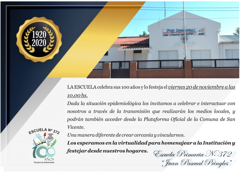 Se viene el Centenario de la Escuela 372 de Los Sembrados