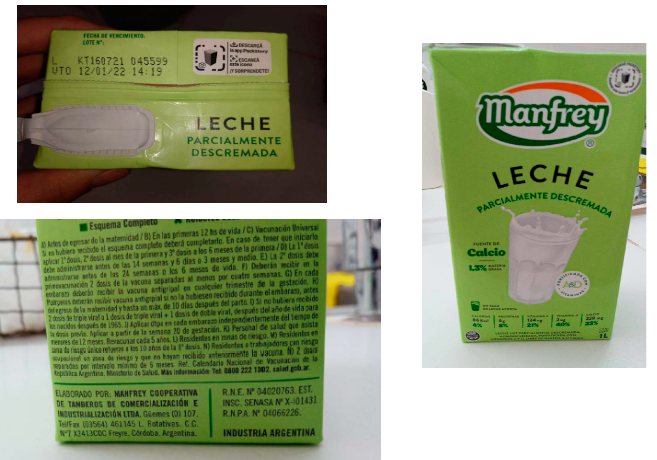 Retiro voluntario del mercado - Leche parcialmente  descremada marca Manfrey