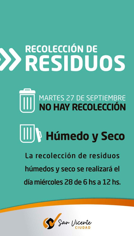 RESIDUOS: NO HABRÁ RECOLECCIÓN EN EL DÍA DE MAÑANA POR LAS PATRONALES.